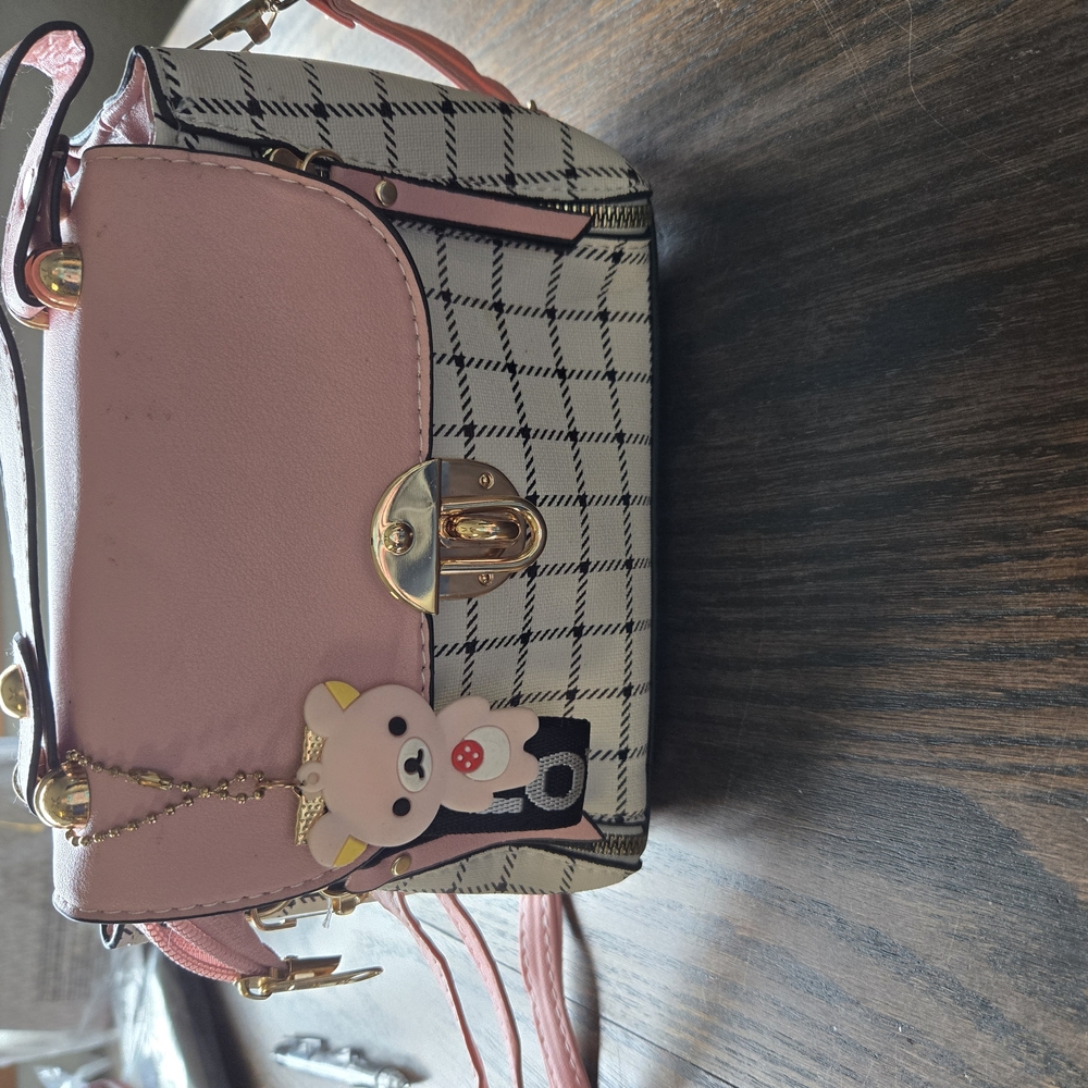 Cream and Pink Mini Bags with Gold Hardware and Stylish Design